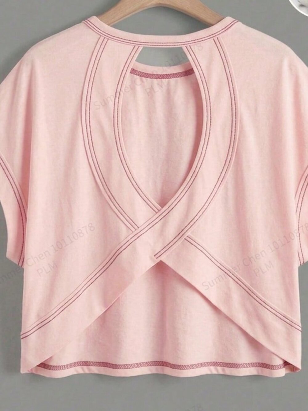 Pink Casual Women's Round Neck open bakl Hem Loose Sleeveless T-Shirt